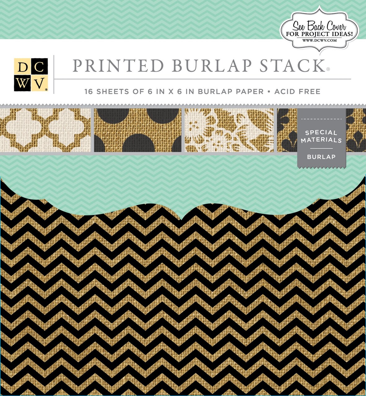 DCWV Single-Sided Specialty Stack 6"X6" 16/Pkg-Printed Burlap, 8 Designs/2 Each